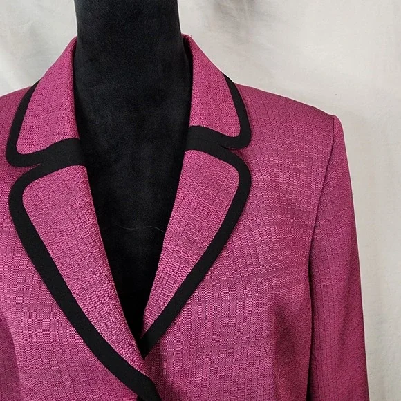 LE SUIT Size 18 Fuschia Pink Black Tailored Single Breasted Office Work Blazer - Picture 3 of 12